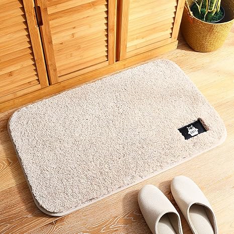Amazon 玄関マット 屋内 おしゃれ 洗える 無地 バスマット インテリアマット カーペット 足拭きマット 吸水 滑り止め 柔らかい 肌触りの良い ベージュ50 80 浴室足ふきマット ホーム キッチン オンライン通販