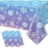 3 Pack Winter Snowflake Plastic Tablecloth Decorations, Blue and Purple Snowflake Winter Wonderland Disposable Table Cover for Christmas Holiday Birthday Party Supplies Decorations, 54x108 Inch