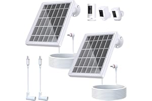 LOQDIVR Solar Panel for Ring Camera, 2Packs Solar Panel for Ring Spotlight Cam Plus/Pro/Battery and Ring Stick Up Cam Battery, 6V 3W Solar Panel with 13.1Ft Fast Charging Cable, USB-C and DC3.5mm Ports