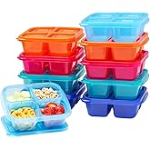 Bentgo Easyboxes 4-Compartment Snack Containers - 20-Piece Set with 10 Trays & 10 Custom-Fit Lids to Seal in Freshness - Reus