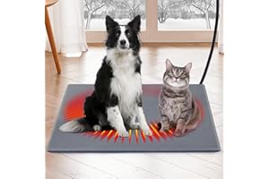 NIGWET Cat Heating Pad Indoor Outdoor, Pet Heating Pad for Cats Dogs Puppy with 5 Level Timer and 6 Level Temperature, Heated Cat Bed with Durable Non-Bite Tube Heated Cat Dog Bed Grey（24 ''*35 ''）