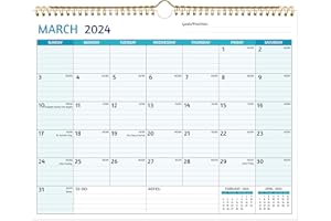 BOWCUK 2024-2025 Wall Calendar - Mar 2024 - Aug 2025, 18 Months Calendar 2024-2025, 14.57 x 11.42 In, 2024 Calendar, Monthly Calendar with Ruled Blocks, Thick Paper, Holidays, To-do ＆ Notes