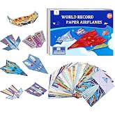 Paper Airplane Kits with 16 Classic Designs, 32 Sheets of Colorful Origami Paper, World Record Paper Planes, Craft Kit for Kids, Airplane Gifts for Boys and Girls Ages 6-12+ (Digital Manual Only)