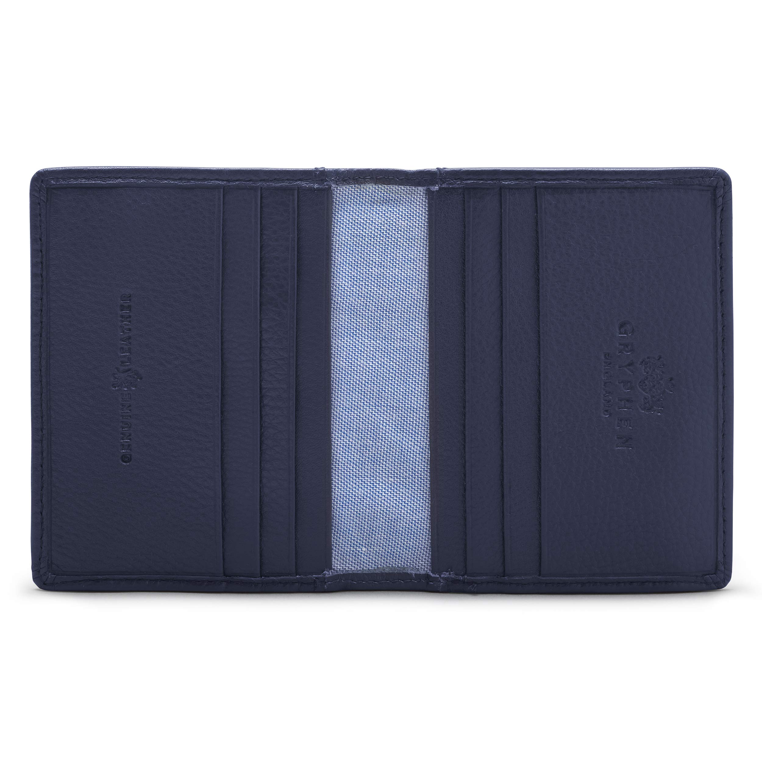 Hoxton Two Fold Leather Credit Card Holder by Gryphen (Navy)