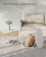 VASAGLE Round Coffee Table Set of 2 Snow White Cloud White LET040W46 view 5
