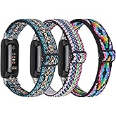 3 Pack Stretch Bands Compatible with Fitbit Inspire 3 Band Nylon Strap Floral Breathable Adjustable Stretchy Loop Wristband Intended for Fitbit Inspire 3