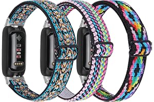 TENCLOUD 3 Pack Stretch Bands Compatible with Fitbit Inspire 3 Band Nylon Strap Floral Breathable Adjustable Stretchy Loop Wristband Intended for Fitbit Inspire 3
