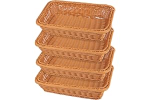 GNIEMCKIN 4 PCS 12 Inch Wicker Bread Basket, Woven Serving Basket, Tabletop Food serving Basket for Restaurant, Bakery, Famil