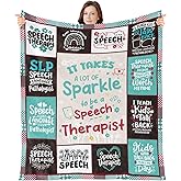 Wxiben Speech Therapist Blanket Gift - SLP Gifts for Language Pathologist, Christmas Birthday Speech Therapy Appreciation Gift for Men Women, SLP Flower Rainbow Throw Blanket 59"X 51"