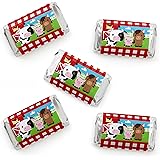 Big Dot of HappinessFarm Animals - Mini Candy Bar Wrapper Stickers - Barnyard Baby Shower or Birthday Party Small Favors - 40 Count