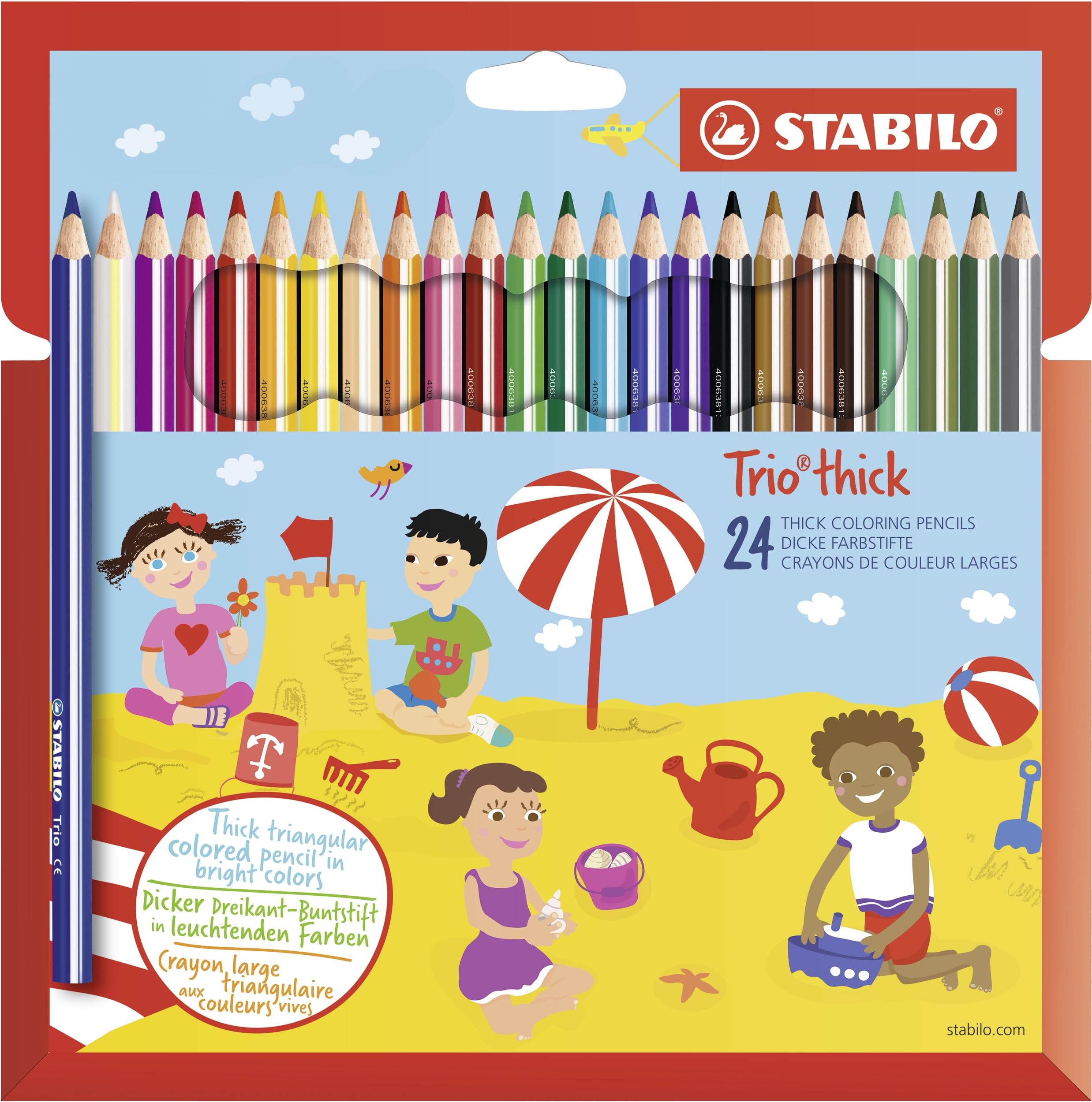 STABILO Trio thick - Triangular Colouring Pencil - Pack of 24 - Assorted Colours