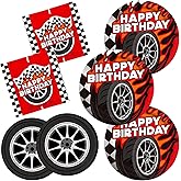 Car Birthday Decorations Kit: Car Theme Party Supplies for 16 - Includes Dinner & Dessert Plates and Napkins for Boys' Racing Car Birthday Party Decorations