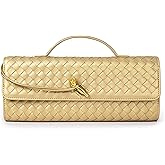 Joryin Woven Purse for Women Evening Clutch Woven Leather Handbags Crossbody Bag Purse Formal Evening Bag, Vegan Leather