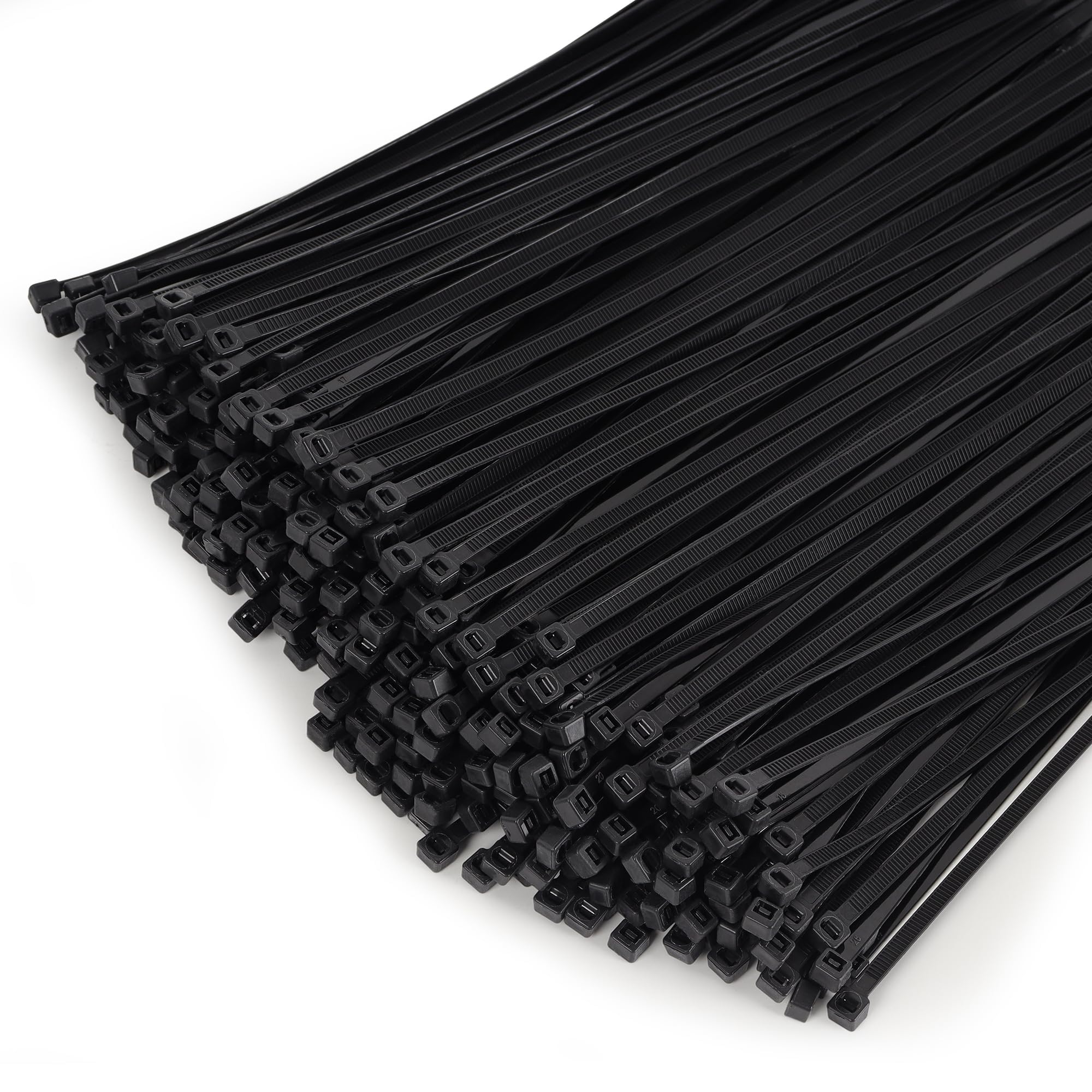 DUNSOO 500 Pack Black Cable Ties, 300mm x 4.8mm Premium Nylon Zip Ties, Heavy Duty Tie Wraps for Wire Management, Home, Garden, Office and DIY