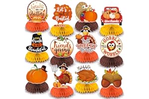 BISWITER 12 Psc Friendsgiving Party Decorations,Friendsgiving Table Decorations,Friends Themed Friendsgiving Decorations,Friendsgiving Centerpieces Honeycomb for Tables