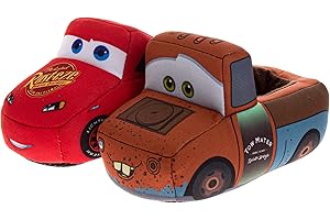 JOSMO Disney Cars Slippers for Boys Lightning McQueen and Tow Mater Slipper Fuzzy House Sandals For Toddler to Little Kids