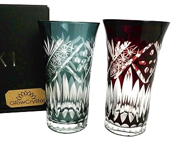 Amazon Co Jp Glowcrystal 切子 スリム タンブラーグラス 流星