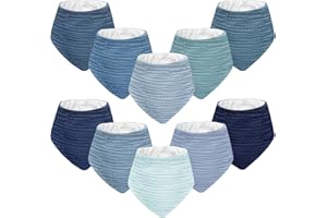 Wrrernsin Muslin Baby Bibs for Unisex Boys Girls, 10pack Cotton Drool Bibs, Adjustable Bandana Bibs for Drooling and Teething