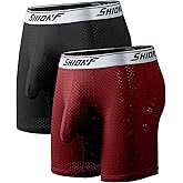 SHIONF Men's Ice Silk Breathable Underwear for Men Mesh Athletic Sports Boxer Brief 2-Pack