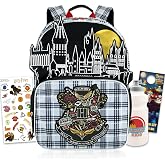 Harry Potter Backpack for Kids School Bundle w/ 16in Bookbag + More | Large Durable Hogwarts School Bag w/ Front Zip Pocket Plus Water Bottle, Stickers, More - Harry Potter School Supplies