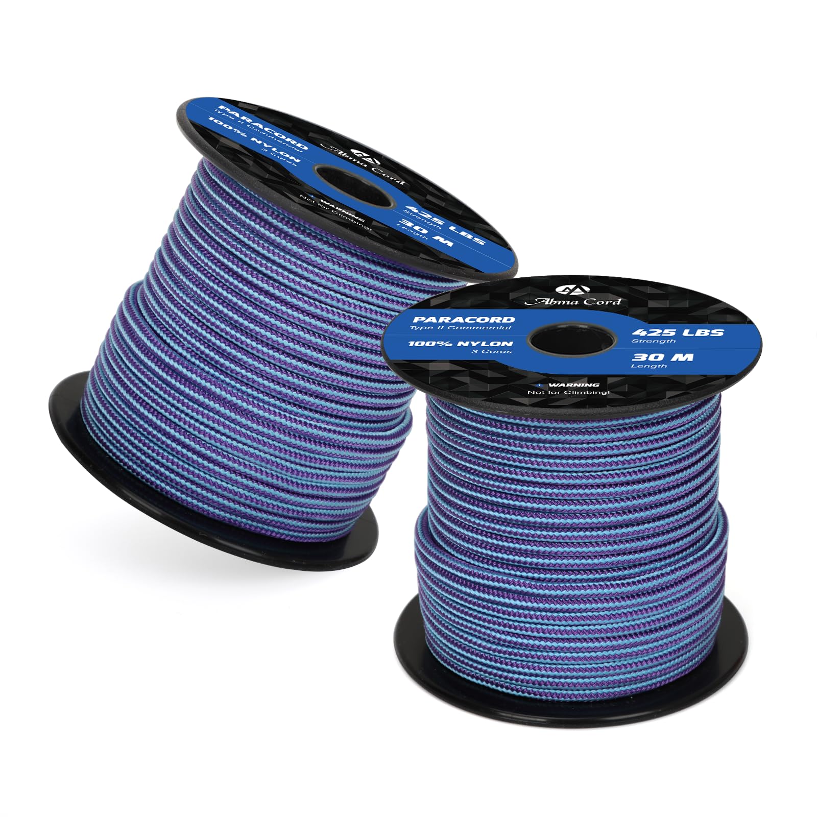 Abma Cord Paracord 425 lbs 3mm 100% Nylon 30M - Purple & Sky Blue