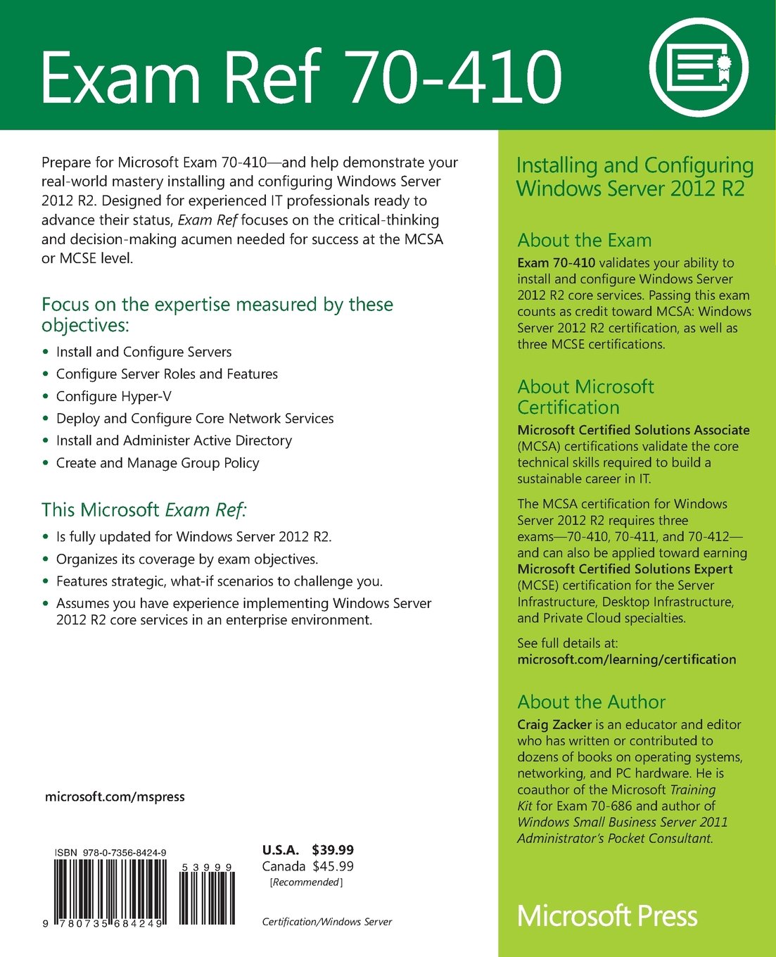 Exam Ref 70 410 Installing And Configuring Windows Server 12 R2 Amazon Co Uk Craig Zacker Books Exam Ref 70 410 Installing And Configuring Windows Server 12 R2 Amazon Co Uk Craig Zacker Books