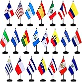 TSMD 22 Countries Spanish Speaking Desk Flags Set Small Mini Latin American Latino Office Table Stick Flags for Heritage Hispanic Month Decorations,5x8 Inch