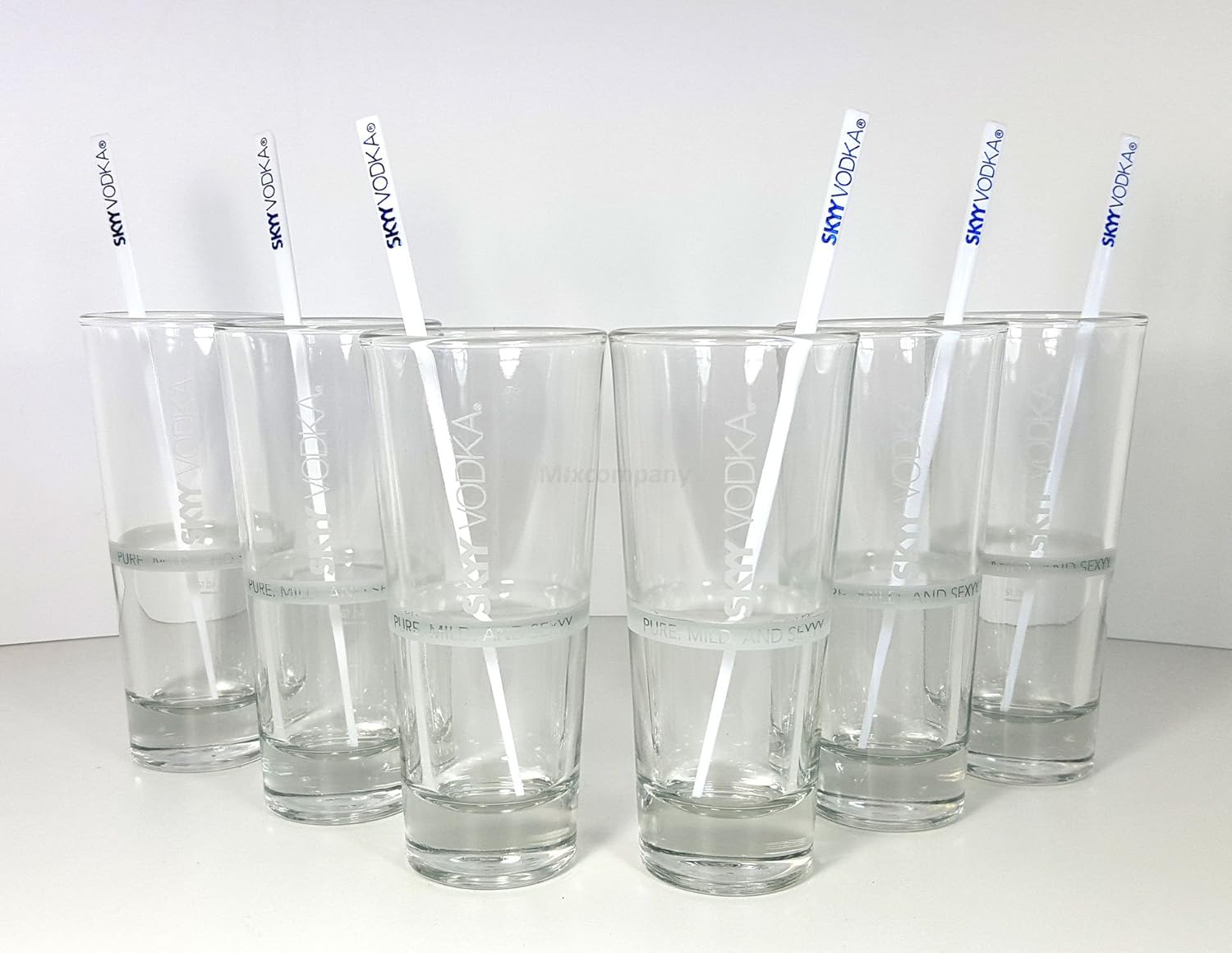 Skyy Vodka Glass Set Vodka Long Drink Glasses PMS 0.3 + 6x Stirrer