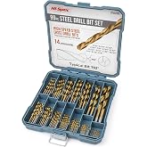 Hi-Spec SAE HSS Drill Bit Set for Metal, Wood and Drywall, 1/16-3/8 in | 99pc, 1/16-3/8 in range, faster bit changes, labeled storage, cleaner drilling and driving, portable case, neat layout, tidy