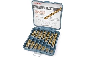 Hi-Spec Tools Drill Bit Set 99pc SAE HSS Steel for Drill Drivers - 1/16 to 3/8" Drill Bits for Metal, Plastics, Wood, Drywall - Complete Bits Sets with Storage Holder Case