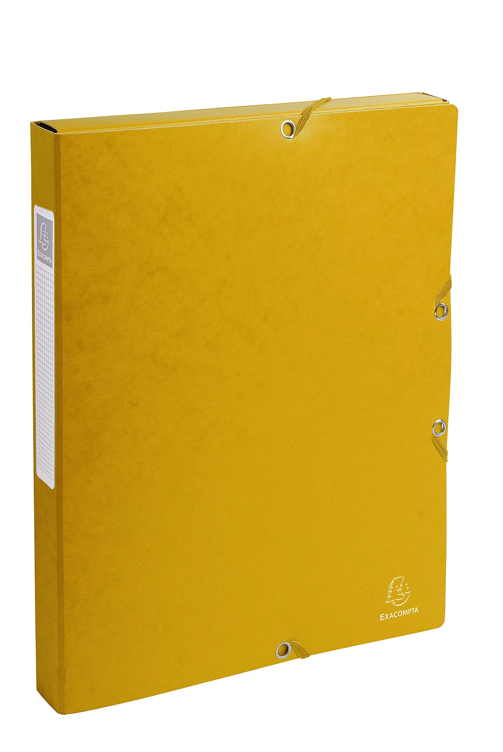 Exacompta - Ref 50309E - Pressboard Filing Box - 250 x 330mm in Size, Suitable for Holding A4 Documents, 2.5cm Spine, 600gsm Genuine Pressboard, Spine Label - Yellow