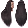 Hairingrid 26"-28" Mannequin Head Hair Styling Training Head Manikin Cosmetology Doll Head Synthetic Fiber Hair and Free Clamp Holder (Yaki-Black)