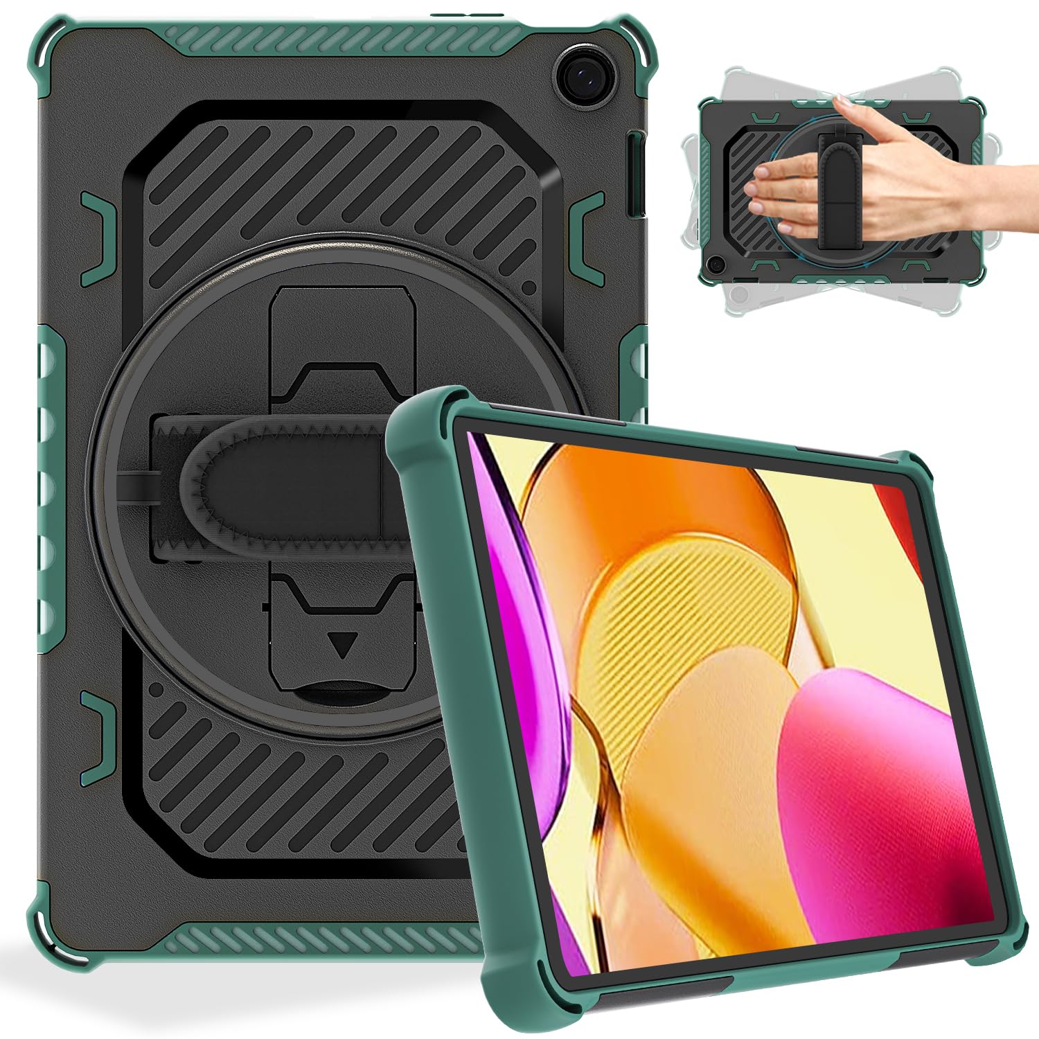 Photo 1 of ROISKIN 360 Rotating Kickstand Hand Strap Case for 2023 Release Tablet Flre Max 11 Case 13th Generation for Kids,Also for iPhone Nokia Sony 11in