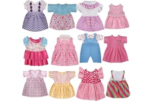 YAYYAY 12 Sets Baby Doll Clothes for 12 13 14 Inch Dolls, Alive Doll Clothes Colorful Princess Dress, Romper, Sweater Costume, Cute Alive Doll Accessories Outfits for Christmas Birthday Gift for Little Girls