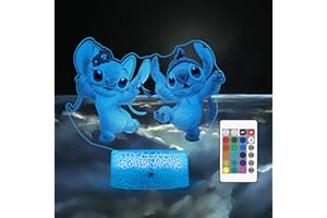 HONRG Stitch Gifts for Girls Stitch Lamp Lilo and Stitch Night Light with Remote & Smart Touch 16 Colors Room Decor Bedside Lamp for Bedroom Boys Girls Stitch Room Decor Christmas Gifts, Children's Day Gift