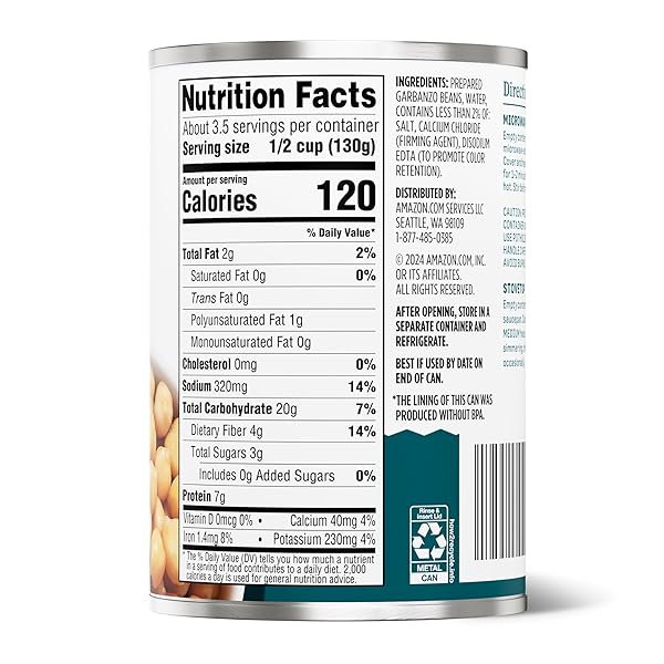 AMAZON GROCERY, CANNED GARBANZO BEANS, 15.5 OZ (PREVIOUSLY AMAZON FRESH, PACKAGING MAY VARY)