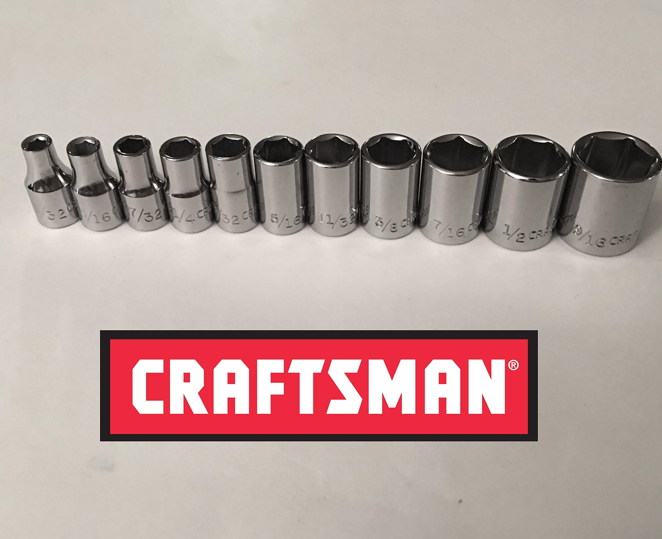 Craftsman 1/4" Drive 6 Pt Point 11 PC Piece SAE Socket Set Standard Inch STD