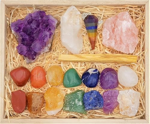 Crystals and Healing Stones Premium Kit Wooden Box - Chakra Stones ...