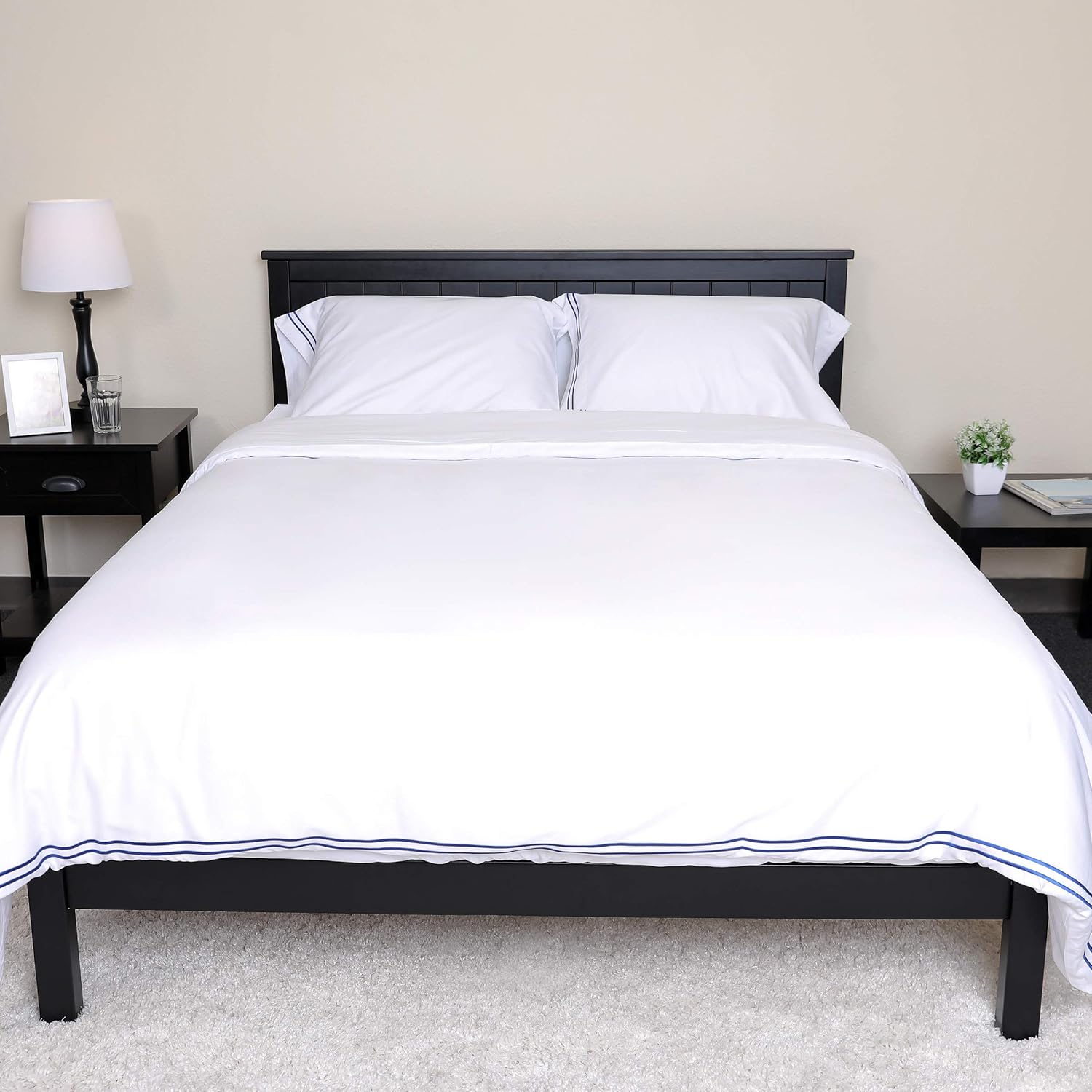 subrtex Duvet Cover Set Bedding Sets 40% Tencel 60% Cotton 3-Piece Duvet Covers Breathable with Button Closure Full/Queen 2 Pillowcase Ultra Soft Lightweight for Hotel, Room (Full/Queen,White): Home & Kitchen