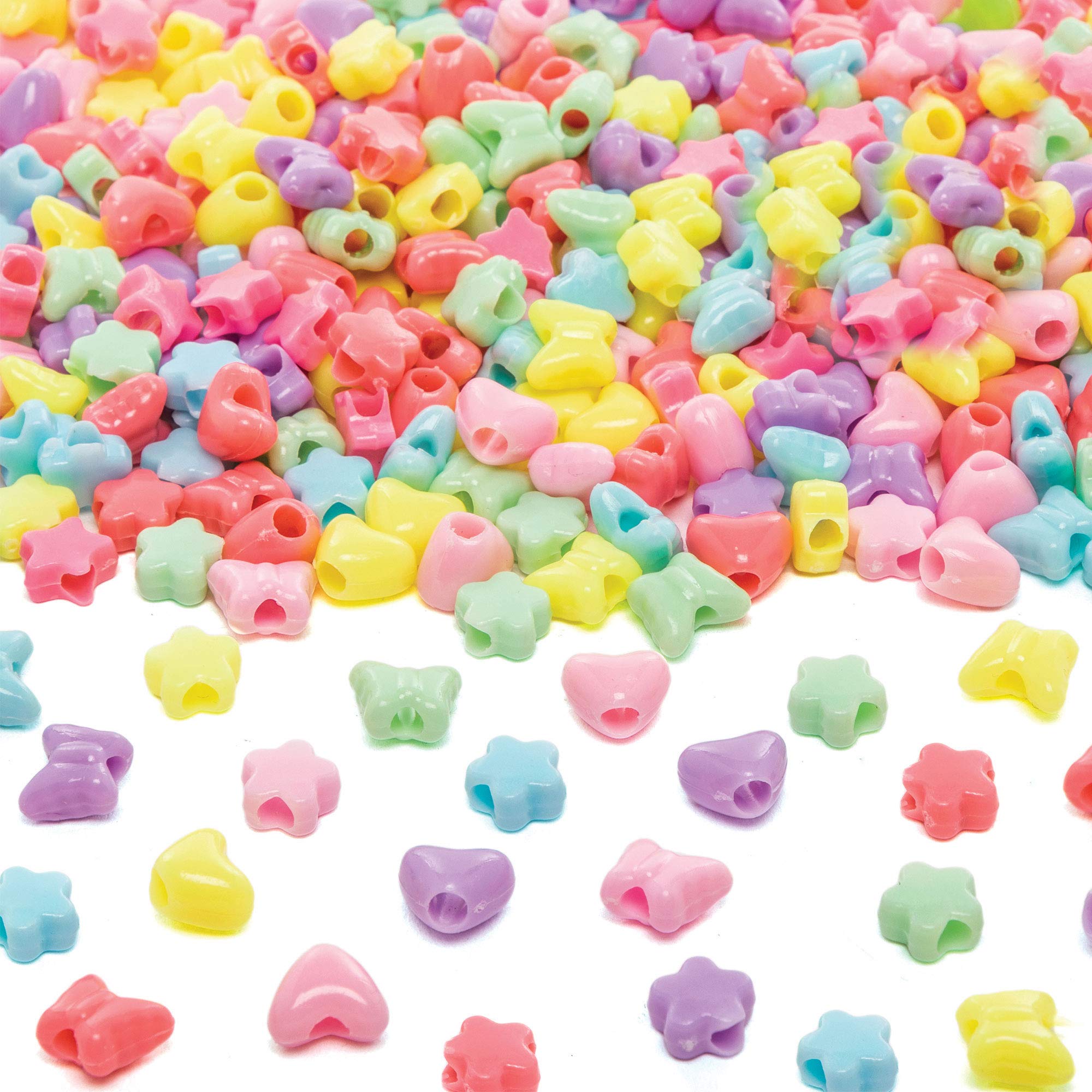 Baker Ross Pastel Mixed Pony Beads - Pack of 400, Easter Crafts, Craft For Kids (AT405)