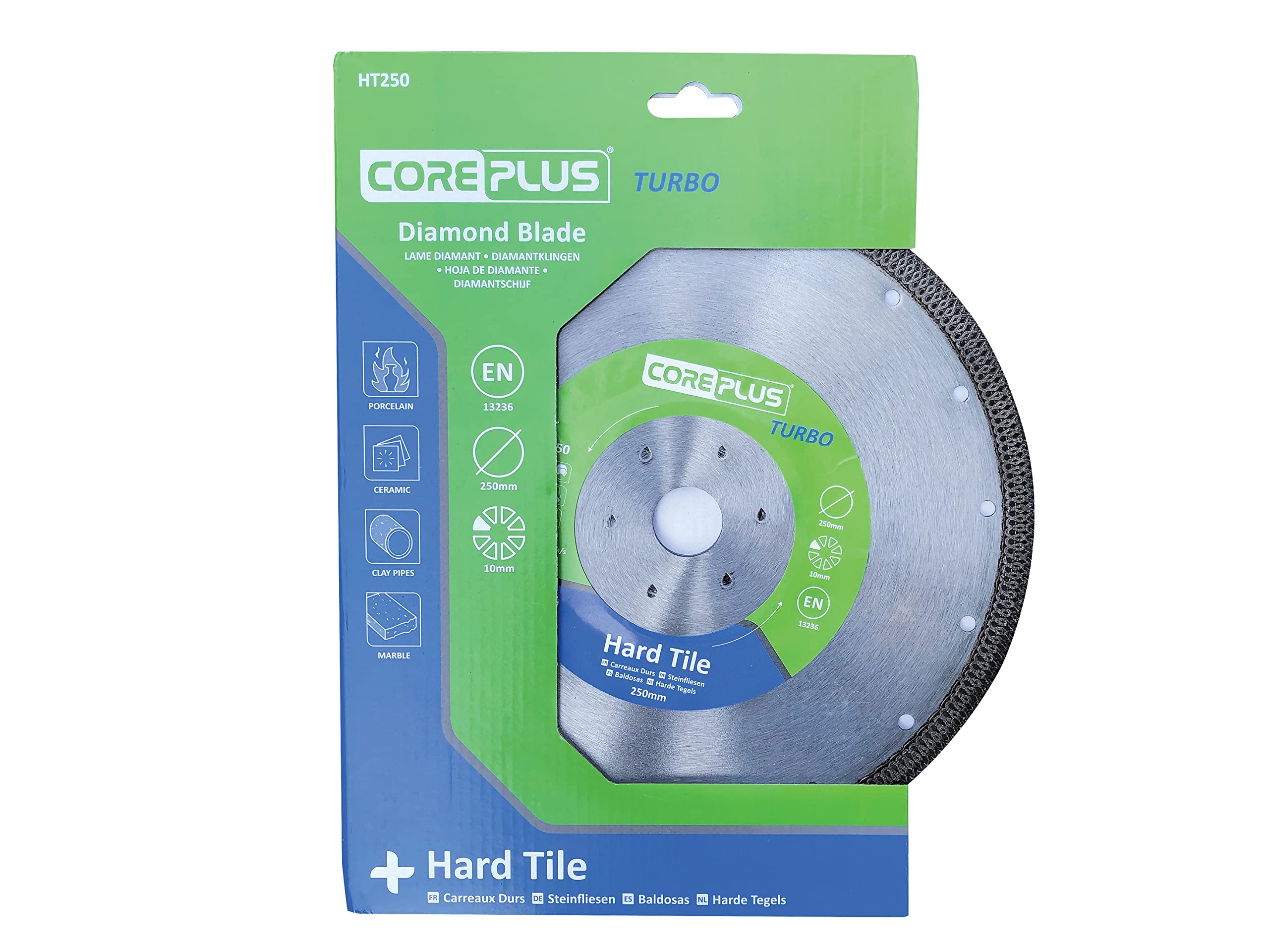 CorePlus Hard Tile Turbo Diamond Blade 250mm x B22.23mm (10in)