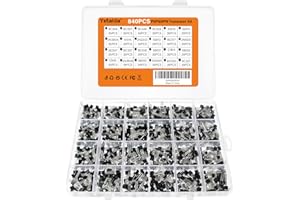 Yetaida 840pcs 24-Type Transistor Assortment Kit (NPN/PNP/BJT) - Includes 2N2222, BC547, S8050, 2N3904, BC557 TO-92 Package for Electronics Repair, DIY Projects