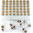 WFPLUS 60 Pieces 10ml Cork Stopper Glass Bottles - DIY Mini Glass Jars, Tiny Clear Vials with Cork for Display Art Crafts Decoration Wedding Party Supplies