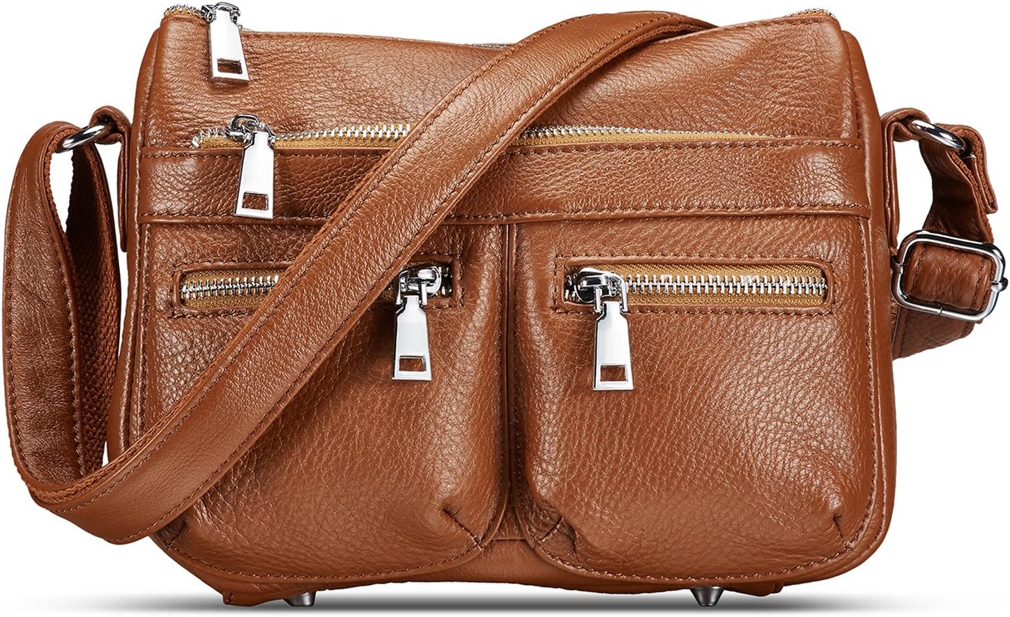 Lecxci Women's Small Soft Leather MultiPurpose Crossbody Handbag