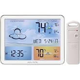 AcuRite (02081M) Weather Forecaster with Jumbo Color Display, Atomic Clock | Get a personalized 12-hour future forecast, indoor/outdoor temp with highs/lows, and atomic time on this color weather clock.