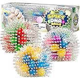 YoYa Toys Spiky Led DNA Balls - Fidget Toy Stress Ball - Colorful Soft Squishy - Mental Stimulation, Clarity & Focus Tool - Fun for Any Age - 3 Pack