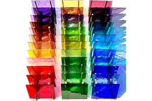 ILLUCKAI 36 Sheets Transparent Stained Glass Sheets, 6 x 4 Inch Cathedral Art Glass Mosaic Tiles Supplies, Assorted Colors for Stained Glass Projects