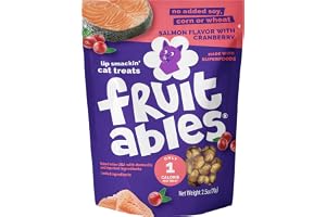 Fruitables Crunchy Cat Treats, Healthy Cat Treat, Salmon & Cranberry, 2.5oz | Healthy Cat Treats, Natural Feline Snacks, Protein Rich, Crunchy Biscuits, Indoor Cats, Kitten Rewards, Made in USA