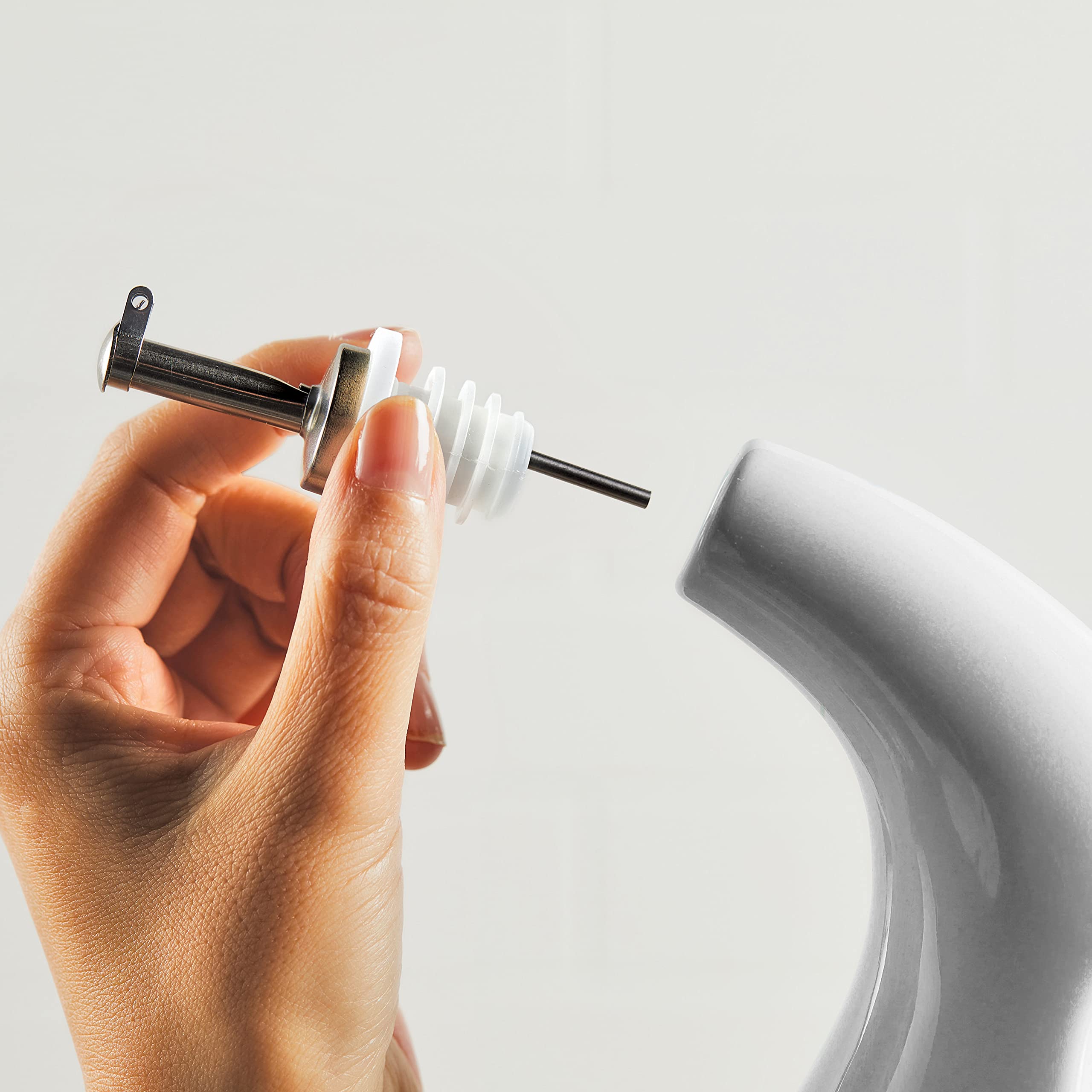 Rachael Ray Ceramic EVOO Oil and Vinegar Dispensing Bottle with Spout, 24 Ounce, White