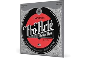 D'Addario Guitar Strings - Pro-Arte Classical Guitar Strings - EJ30 Nylon Guitar Strings - Silver Plated Wrap, Nylon Core, Rectified Nylon Trebles - Normal Tension